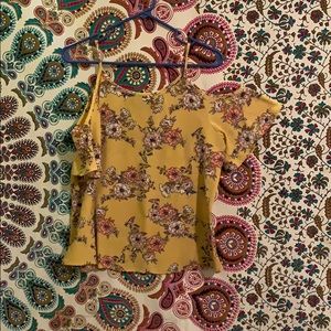 Charlotte Rouse Off the Shoulder Yellow Floral Top